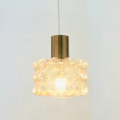 Clearance Pamono Large Mid-Century Modern Amber Bubble Glass Pendant by Helena Tynell for Limburg, Germany, 1960s