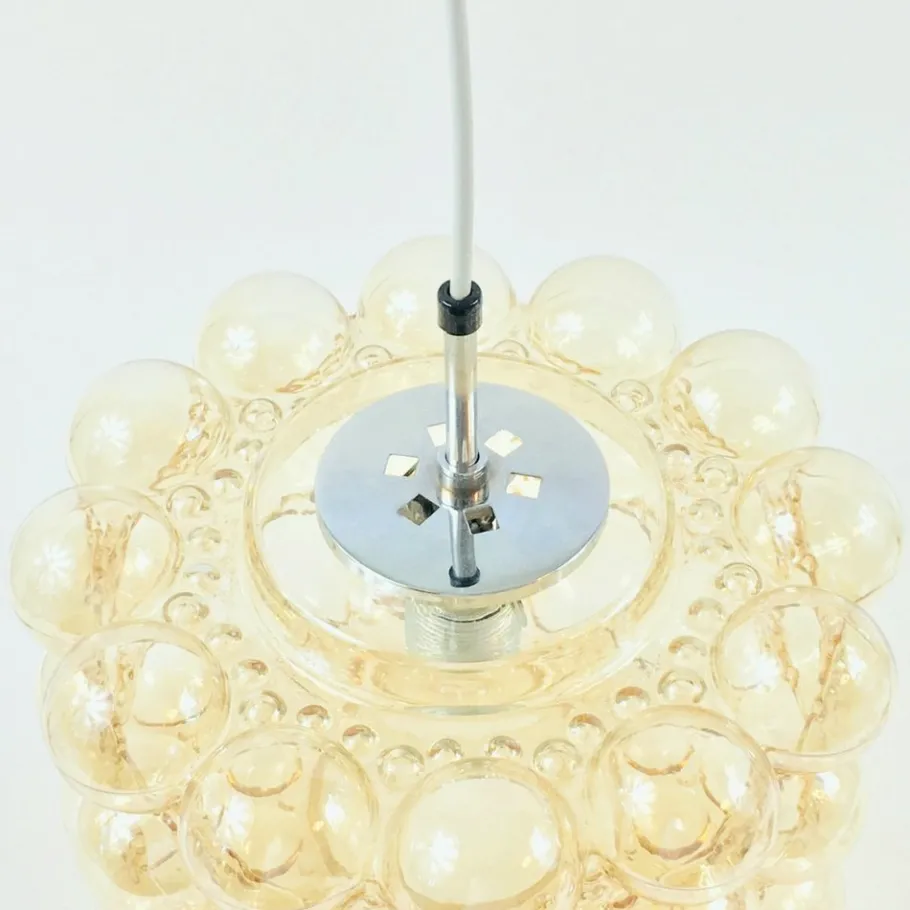 Clearance Pamono Large Mid-Century Modern Amber Bubble Glass Pendant by Helena Tynell for Limburg, Germany, 1960s