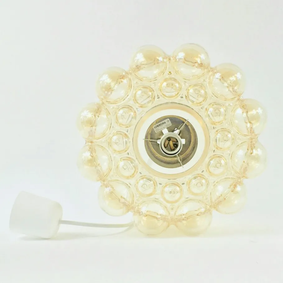 Clearance Pamono Large Mid-Century Modern Amber Bubble Glass Pendant by Helena Tynell for Limburg, Germany, 1960s