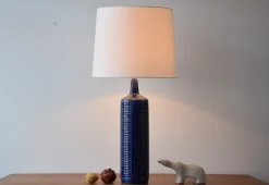 Discount Pamono Large Mid-Century Modern Dark Blue Ceramic Table Lamp from Palshus, Denmark, 1960s