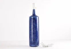 Discount Pamono Large Mid-Century Modern Dark Blue Ceramic Table Lamp from Palshus, Denmark, 1960s