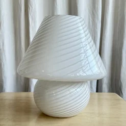Online Pamono Large Mid-Century Modern Italian Swirl Murano Glass Mushroom Table Lamp, 1970s