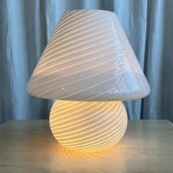 Online Pamono Large Mid-Century Modern Italian Swirl Murano Glass Mushroom Table Lamp, 1970s