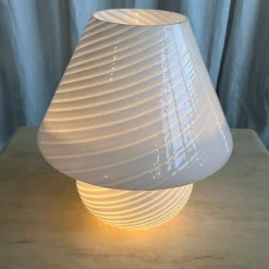 Online Pamono Large Mid-Century Modern Italian Swirl Murano Glass Mushroom Table Lamp, 1970s