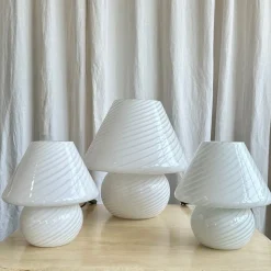 Online Pamono Large Mid-Century Modern Italian Swirl Murano Glass Mushroom Table Lamp, 1970s