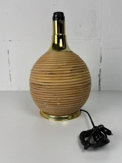 Sale Pamono Large Midcentury Modern Pencil Bamboo and Brass Table Lamp, 1970s