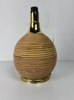 Sale Pamono Large Midcentury Modern Pencil Bamboo and Brass Table Lamp, 1970s