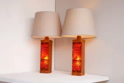 Discount Pamono Large Mid-Century Modern Scandinavian Teak and Glass Table Lamps from Hovmantorp, Set of 2