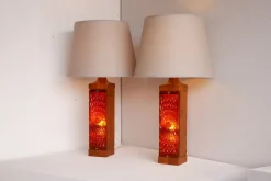 Discount Pamono Large Mid-Century Modern Scandinavian Teak and Glass Table Lamps from Hovmantorp, Set of 2