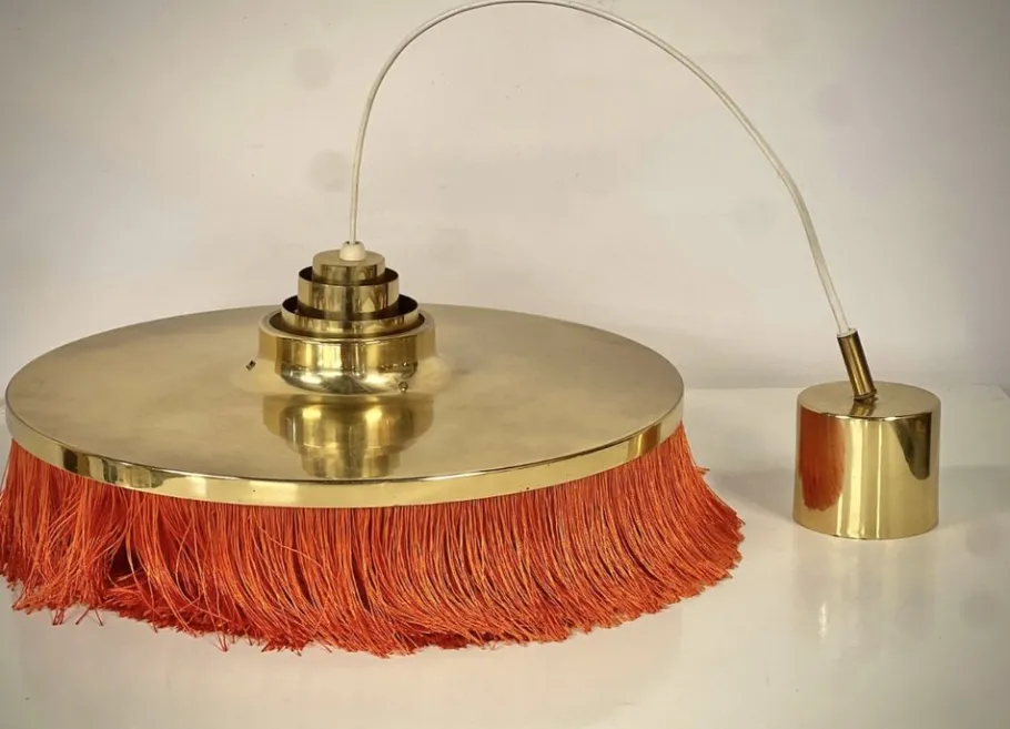 Hot Pamono Large Mid-Century Modern Swedish Fringe Pendant Lamp in Brass by Hans-Agne Jakobsson for Hans-Agne Jakobsson Ab Markaryd, 1960s