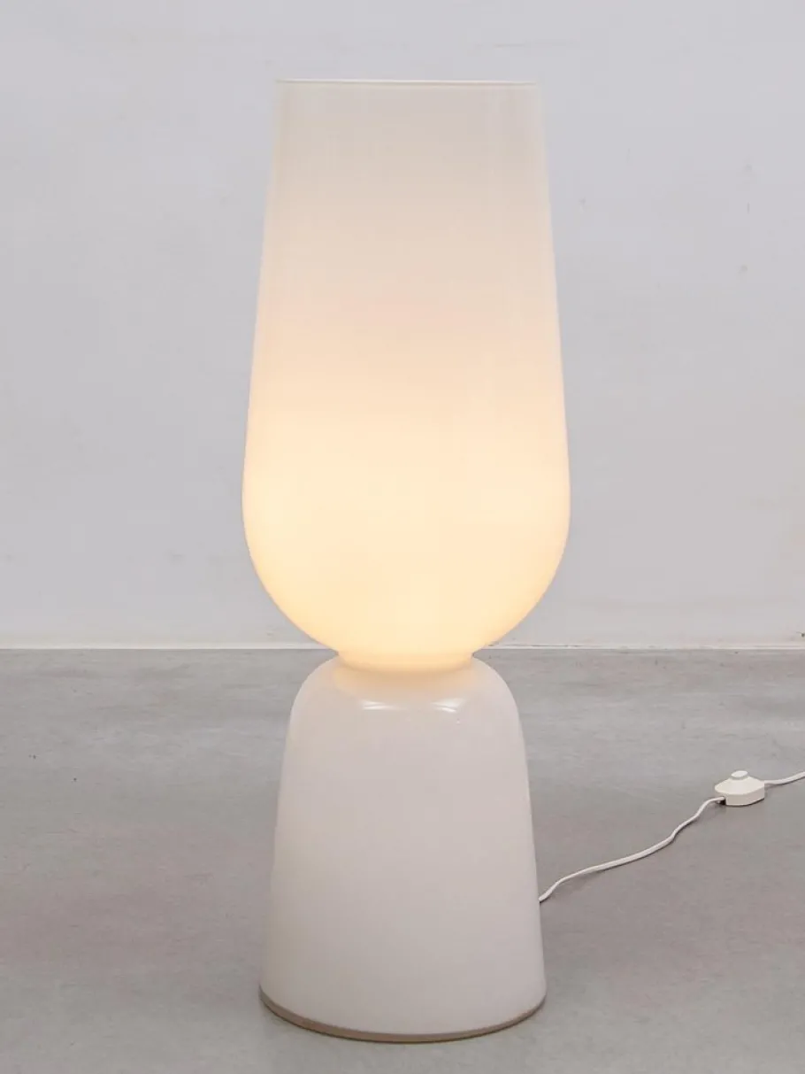 New Pamono Large Mid-Century Opal Art Glass Floor Lamp attributed to Peill & Putzler, 1960s
