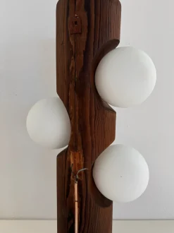 Best Pamono Large Mid-Century Pine Tree Trunk and Glass Sphere Wall Sconces, 1970s, Set of 2