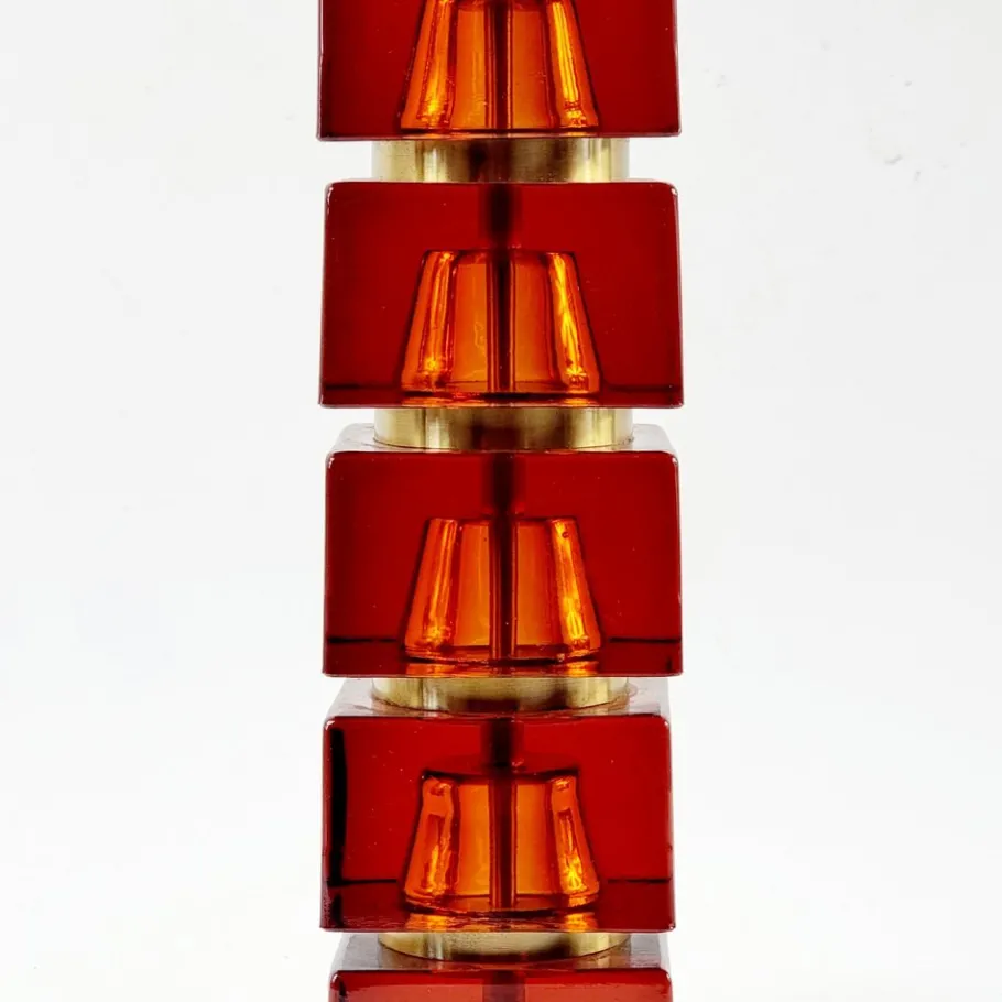 Best Pamono Large Mid-Century Scandinavian Glass & Brass Table Lamp attributed to Carl Fagerlund for Orrefors, Sweden, 1960s