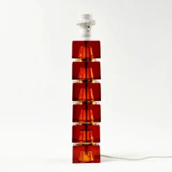 Best Pamono Large Mid-Century Scandinavian Glass & Brass Table Lamp attributed to Carl Fagerlund for Orrefors, Sweden, 1960s