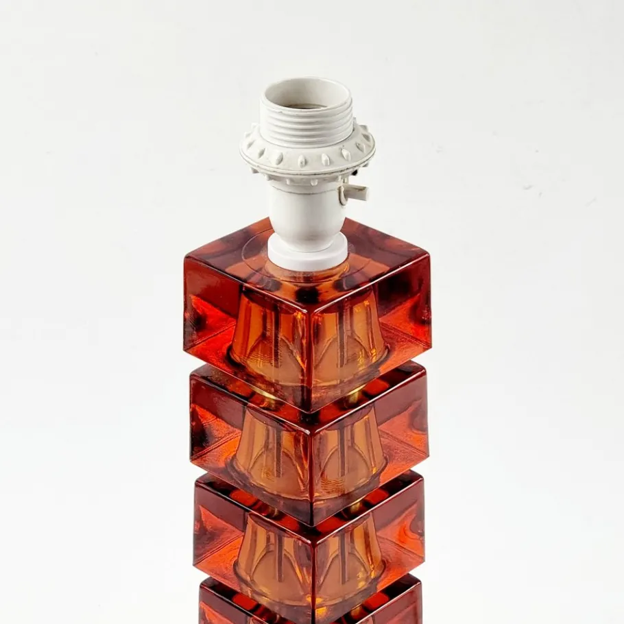 Best Pamono Large Mid-Century Scandinavian Glass & Brass Table Lamp attributed to Carl Fagerlund for Orrefors, Sweden, 1960s