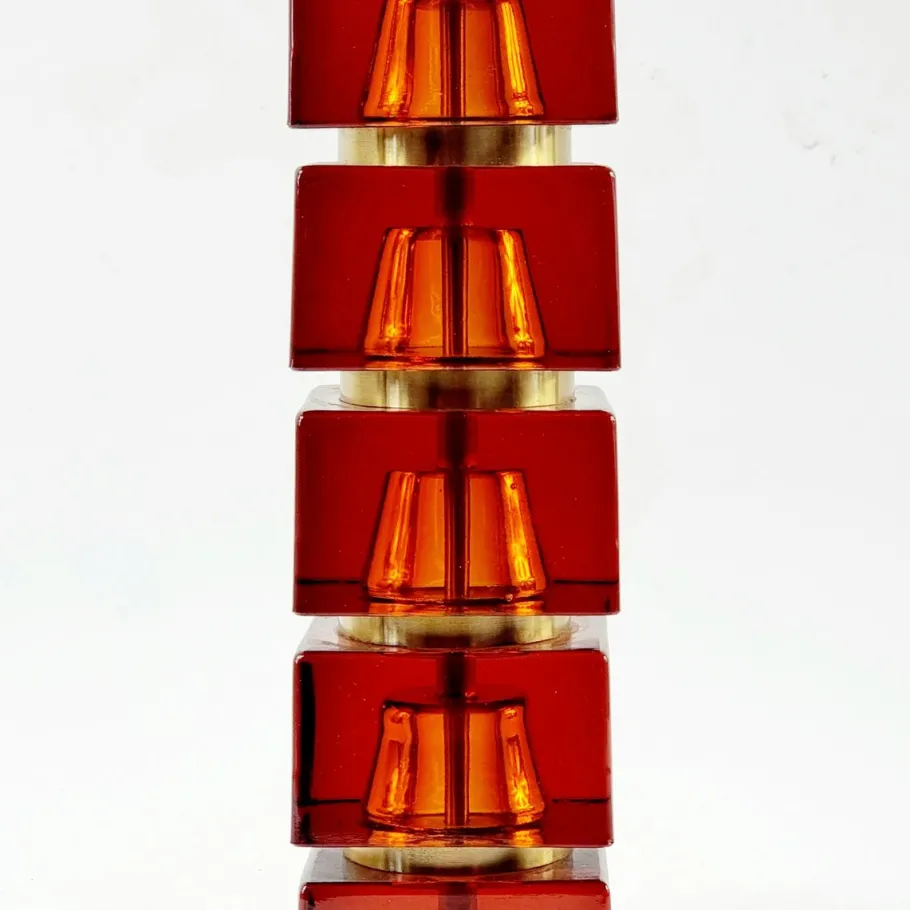 Sale Pamono Large Mid-Century Scandinavian Art Glass and Brass Table Lamp attributed to Carl Fagerlund for Orrefors, Sweden, 1960s