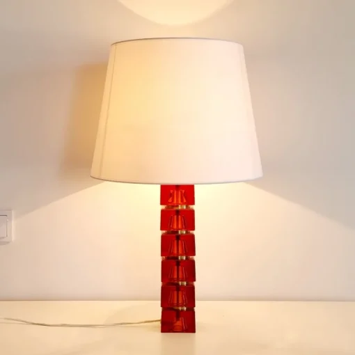 Sale Pamono Large Mid-Century Scandinavian Art Glass and Brass Table Lamp attributed to Carl Fagerlund for Orrefors, Sweden, 1960s