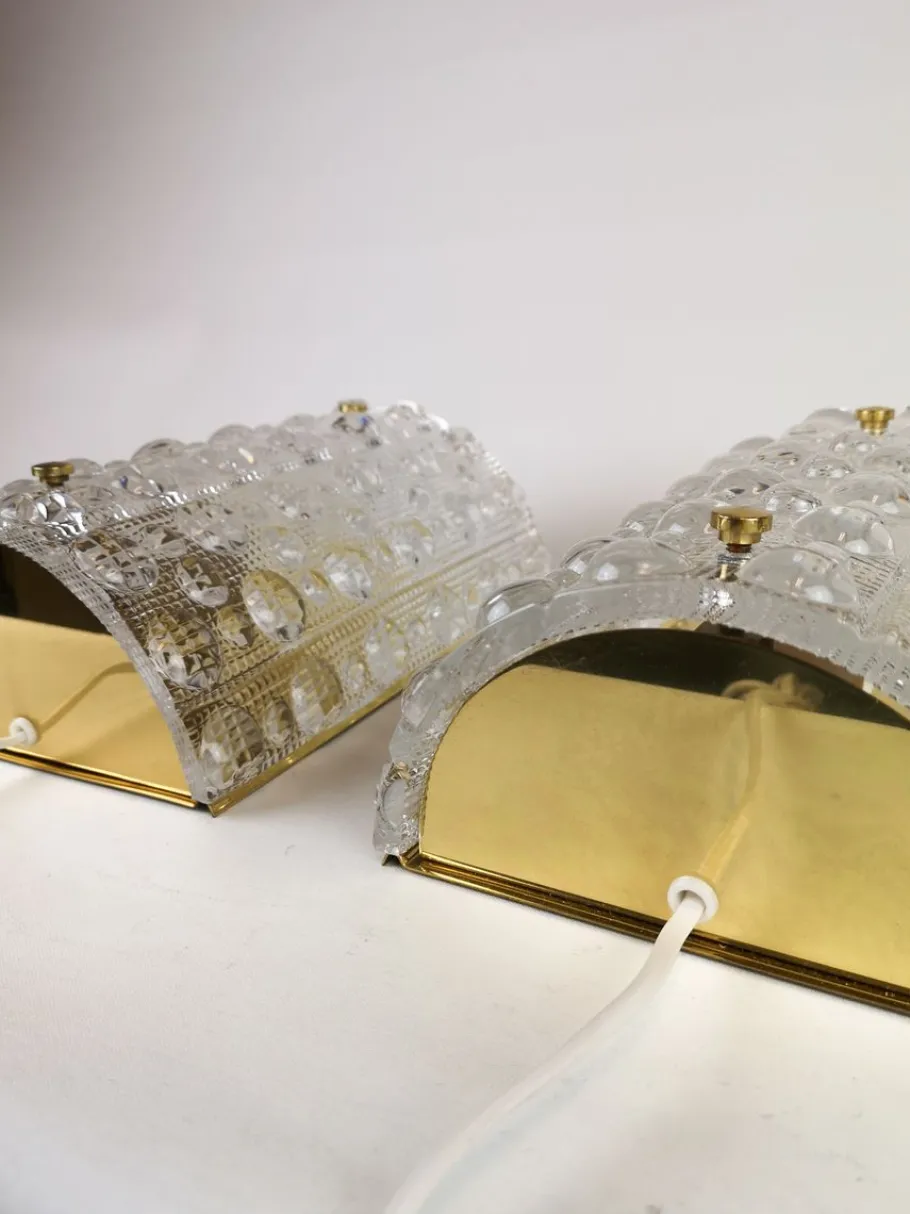 Best Pamono Large Mid-Century Wall Lamps by Carl Fagerlund for Orrefors, 1960s, Set of 2