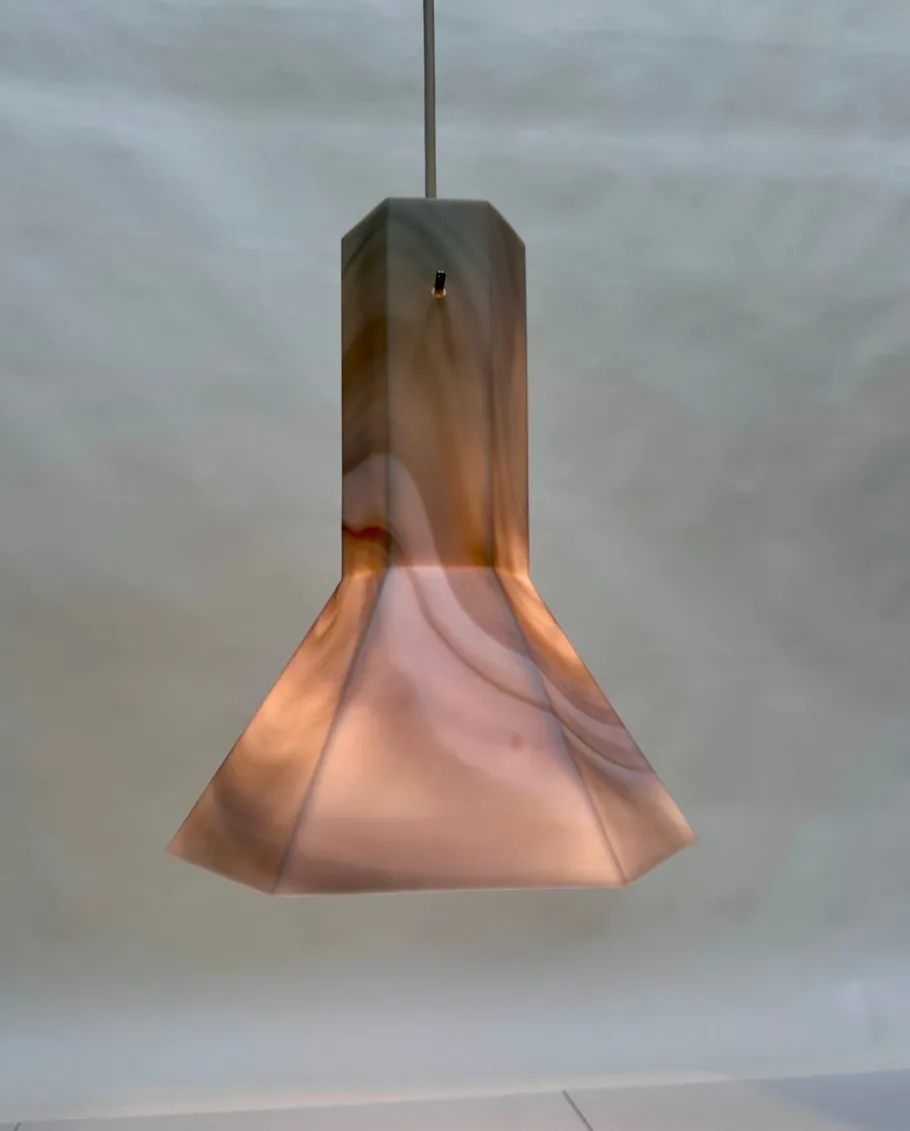 Best Pamono Large Model Arte Colore Carrara Hanging Lamp in Marbled Glass from Peill & Putzler, West Germany, 1970s