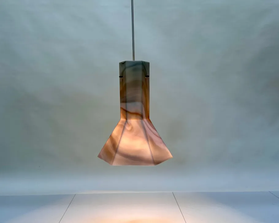 Best Pamono Large Model Arte Colore Carrara Hanging Lamp in Marbled Glass from Peill & Putzler, West Germany, 1970s