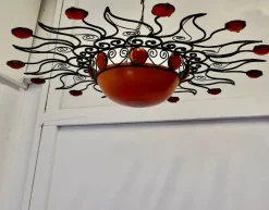 Best Pamono Large Moroccan Wrought Iron Sun Lamp Shade, 1960s