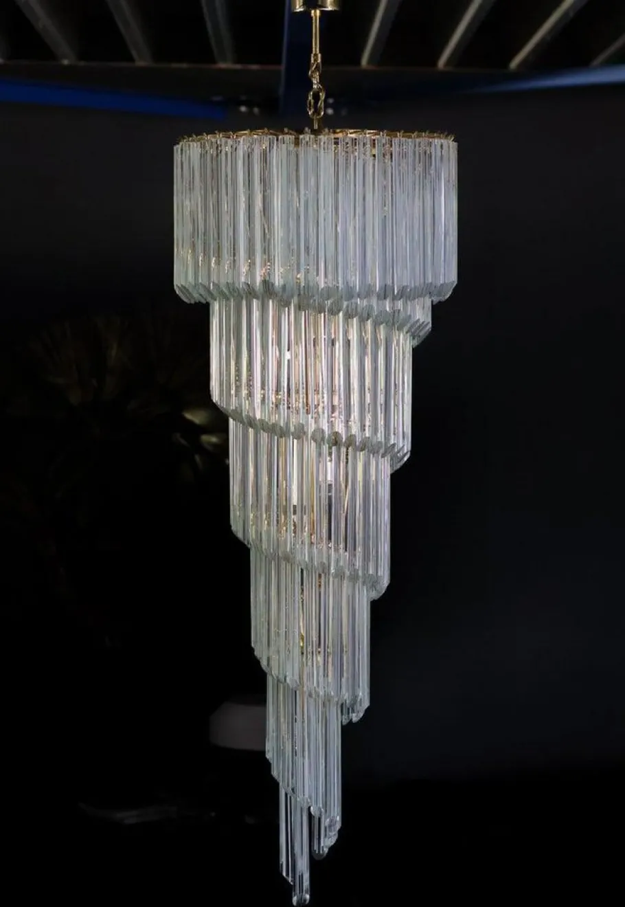 Clearance Pamono Large Murano Filigrana Glass Spiral Chandelier