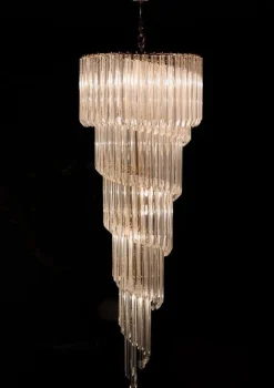 Clearance Pamono Large Murano Filigrana Glass Spiral Chandelier