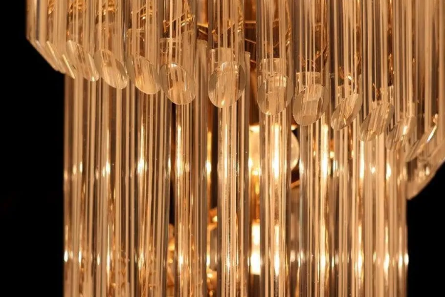 Clearance Pamono Large Murano Filigrana Glass Spiral Chandelier