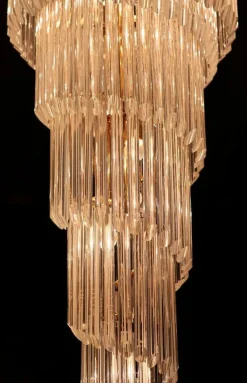 Clearance Pamono Large Murano Filigrana Glass Spiral Chandelier