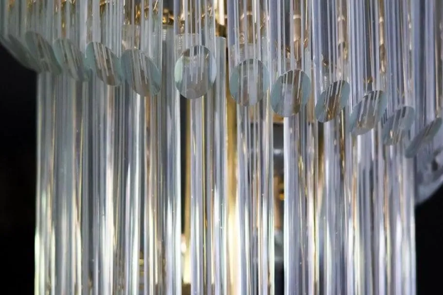 Clearance Pamono Large Murano Filigrana Glass Spiral Chandelier