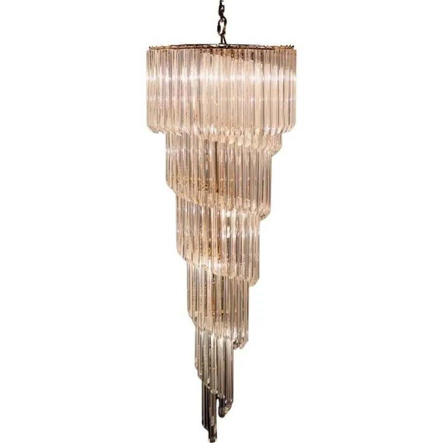 Clearance Pamono Large Murano Filigrana Glass Spiral Chandelier