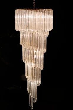 Clearance Pamono Large Murano Filigrana Glass Spiral Chandelier