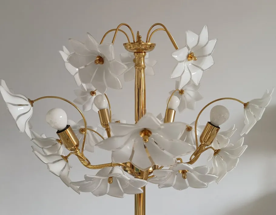 New Pamono Large Murano Flower Floor Lamp, Italy, 1970s