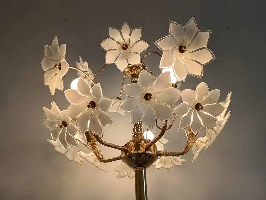 New Pamono Large Murano Flower Floor Lamp, Italy, 1970s