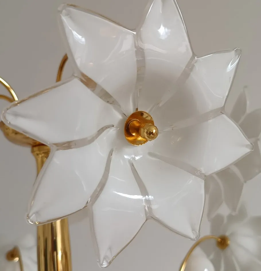 New Pamono Large Murano Flower Floor Lamp, Italy, 1970s