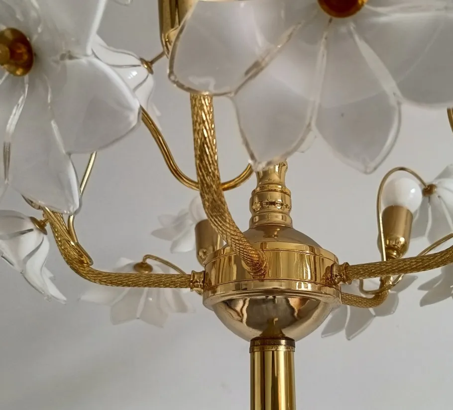 New Pamono Large Murano Flower Floor Lamp, Italy, 1970s