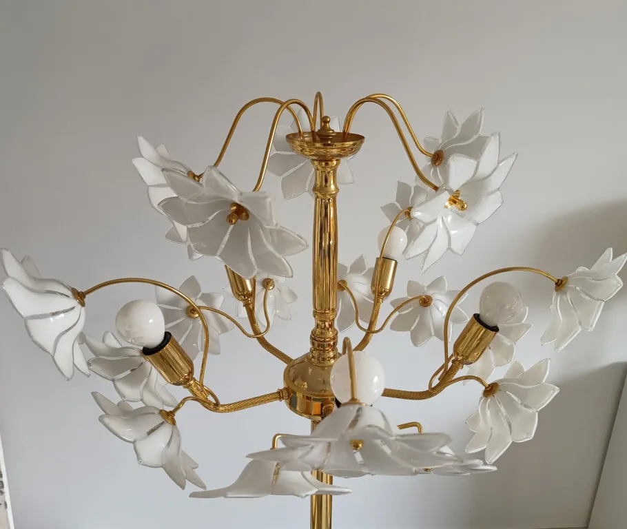New Pamono Large Murano Flower Floor Lamp, Italy, 1970s
