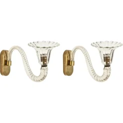 Sale Pamono Large Murano Glass and Brass Flower Sconces from Barovier, Italy, 1950s, Set of 2