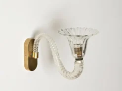 Sale Pamono Large Murano Glass and Brass Flower Sconces from Barovier, Italy, 1950s, Set of 2