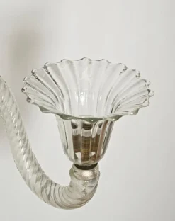 Sale Pamono Large Murano Glass and Brass Flower Sconces from Barovier, Italy, 1950s, Set of 2