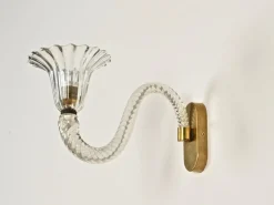 Sale Pamono Large Murano Glass and Brass Flower Sconces from Barovier, Italy, 1950s, Set of 2