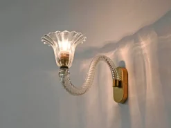 Sale Pamono Large Murano Glass and Brass Flower Sconces from Barovier, Italy, 1950s, Set of 2