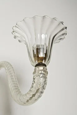 Sale Pamono Large Murano Glass and Brass Flower Sconces from Barovier, Italy, 1950s, Set of 2