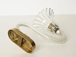 Sale Pamono Large Murano Glass and Brass Flower Sconces from Barovier, Italy, 1950s, Set of 2