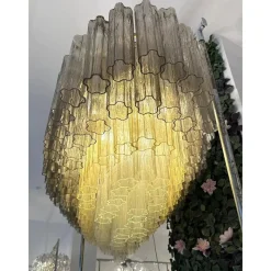 Sale Pamono Large Murano Glass Chandelier in Gold by Simoeng