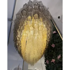 Sale Pamono Large Murano Glass Chandelier in Gold by Simoeng