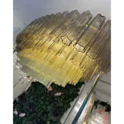 Sale Pamono Large Murano Glass Chandelier in Gold by Simoeng