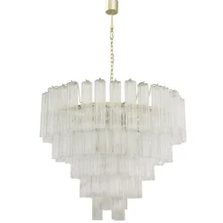 Hot Pamono Large Murano Glass Crystal Tronchi Suspension Chandelier, Italy, 1990s
