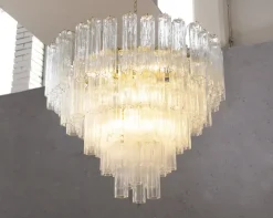 Hot Pamono Large Murano Glass Crystal Tronchi Suspension Chandelier, Italy, 1990s