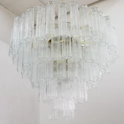 Hot Pamono Large Murano Glass Crystal Tronchi Suspension Chandelier, Italy, 1990s